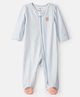 Carter's Cotton Woven Full Sleeves Checkered Footed Sleep Suit - Blue