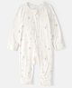Carter's Cotton Elastane Woven Full Sleeves Space Theme Printed Sleep Suit - Ivory