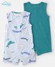 Carter's Woven Sleeveless Rompers with Fish Print Pack of 2 - Blue