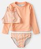 Carter's Full Sleeves Sea Life Printed & Striped Two Piece Swimsuit With Top - Orange