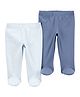Carter's Cotton Knit Full Length Striped Bootie Leggings Pack Of 2 - Blue