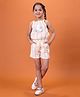 NUTTY BUTTY Sinker Knit Sleeveless Floral Printed Striped Top & Shorts Set - Yellow