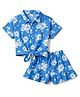 Babyhug Single Jersey Knit Half Sleeves Top & Shorts Co-ord Set with Floral Print - Blue