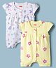 Babyhug 100% Cotton Knit Half Sleeves Rompers with Floral Print Pack of 2 - Multicolor