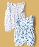 Babyhug 100% Cotton Knit Sleeveless Rompers with Floral Print Pack of 2 - Multicolor