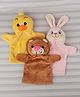 Dukiekooky Height - 22 CM Kids Pack of 3 Duck,Tiger & Bunny Hand Puppet Set Soft Plush Toys