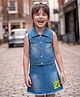 OLLINGTON ST. Set Of Cotton Denim Sleeveless Top &  Denim Skirts Set - Indigo