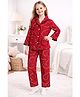 Piccolo Cotton Woven Full Sleeves  Hearts Printed Coordinating Shirt & Pajama  Night Suit - Maroon