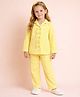 Piccolo Cotton Woven Full Sleeves Bow Applique Detailed  Checked Coordinating Shirt & Pajama Night Suit - Yellow