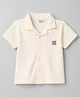 Bonfino Cotton Knit Shirt Drop Shoulder Oversized Half Sleeve with Badge Offwhite 18-24 Months