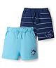 HoneyHap Disney Terry Knit Knee Length Striped & Mickey Mouse Printed Shorts Pack of 2 - Navy Blue