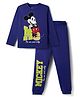 Pine Kids Disney 100% Cotton Knit Full Sleeves T-Shirt & Pyjama Night Suit With Mickey Mouse Graphics - Purple