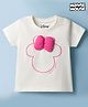 Babyoye Disney 100% Cotton Knit Half Sleeves T-Shirt With Minnie Mouse Embroidered & Bow Applique - White