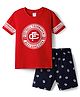 Taeko Single Jersey Knit Half Sleeves T-Shirt & Shorts Set With Football Print - Red