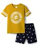 Taeko Single Jersey Knit Half Sleeves T-Shirt & Shorts Set With Football Print - Golden