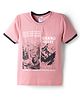 Taeko Single Jersey Knit Half Sleeves T-Shirt with Text & Wildlife Print - Pink