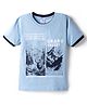 Taeko Single Jersey Knit Half Sleeves T-Shirt with Text & Wildlife Print - Light Blue