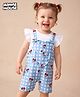 Babyhug Disney Half Sleeves Frill Detailing Dungaree Set With Minnie Mouse Graphic  - Light Blue