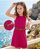 Hola Bonita Knit Sleeveless Rib Fabric Solid Dress With Belt - Pink
