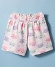 CUCUMBER Sinker Knit Above Knee Length Shorts With Cat Print - Baby Pink
