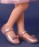 Pine Kids Velcro Closure Ballerina With Bow Applique - Rose Gold