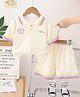 POP STREET KIDS Cotton Blend Knit Half Sleeves Heart Embroidered Tee & Shorts Set - Cream