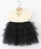 POP STREET KIDS Cotton Blend Knit Half Sleeves Bead Embellished Applique Detailed Layered Dress - White