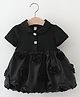 POP STREET KIDS Cotton Knit Half Sleeves Floral Applique Detailed Dress - Black