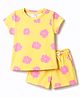 Smarty Girls Sinker Knit Half Sleeves Floral Printed Co-Ords T-Shirt & Shorts Night Suit - Lemon Yellow