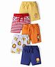 Doodle Poodle 100% Cotton Single Jersey Knit Knee Length Shorts With Lion Print Pack of 5 - Multicolor