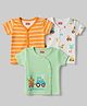 Babyhug Interlock Knit Half Sleeves Front Open Striped & Car Printed Jhablas Pack of 3 - Orange White & Green