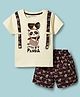 Little Darlings Sinker Knit Half Raglan Sleeves T-Shirt & Shorts Set with Panda Print - Cream
