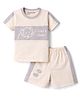 Little Darlings Sinker Knit Half Sleeves T-Shirt & Shorts Set with Dolphin Print - Cream