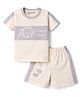Little Darlings Sinker Knit Half Sleeves T-Shirt & Shorts Set with Dolphin Print - Cream