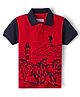 US Polo Assn Cotton Knit Half Sleeves Polo T-Shirt With Horse Print - Red