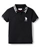 US Polo Assn 100% Cotton Knit Half Sleeves Polo T-Shirt With Logo Embroidery - Black