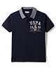 US Polo Assn Cotton Knit Half Sleeves Polo T-Shirt with Dog Embroidery - Navy Blue
