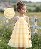 Hola Bonita Woven Sleeveless Fit and Flare Party Dress With Floral Applique - Yellow