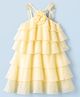 Hola Bonita Woven Sleeveless Fit and Flare Party Dress With Floral Applique - Yellow