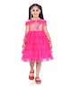 Barbie by Tiny Girl Woven Mattel Featuring Cold Shoulder Barbie Logo & Sequins Embellished Layered Dress - Hot Pink
