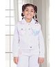 Barbie by Tiny Girl Woven Cotton Mattel Featuring Full Sleeves Barbie Printed & Sequins Embellished Patch Detailed Jacket - White