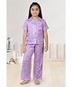 Barbie by Tiny Girl Woven Mattel Featuring Half Sleeves Barbie & Butterfly Printed Coordinating Shirt & Pajama Night Suit - Purple