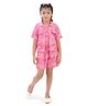 Barbie by Tiny Girl Woven Mattel Featuring Sleeveless Barbie Printed Coordinating Top & Shorts With Jacket Set - Pink