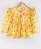 Hugsntugs Cotton Woven Full Sleeves Checked & Strawberry Printed Top - Yellow