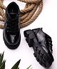 TRASE Solid Lace Up Shoes - Black
