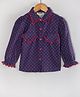 Hugsntugs Cotton Woven Full Sleeves Strawberry Printed Top - Blue