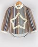Hugsntugs Cotton Woven Full Sleeves Checked & Star  Applique Detailed Top - Brown