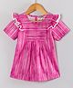 Hugsntugs Cotton Woven Half Sleeves Striped Frill Detailed Top - Pink