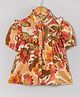 Hugsntugs Cotton Woven Half Sleeves Floral Printed Shirt Style Top - Mustard
