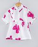 Hugsntugs Cotton Woven Half Sleeves Floral Printed Shirt Style Top - White